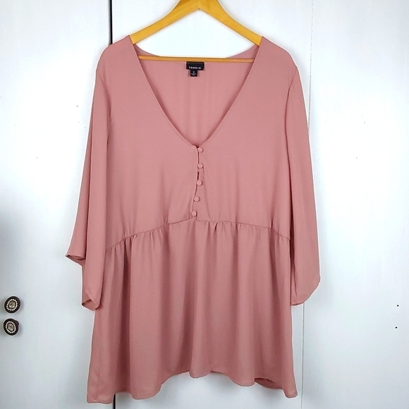 Torrid Dusty Pink Flowy Babydoll Blouse Wide sleeves Neutral Dressy Sz.3X - Picture 1 of 8